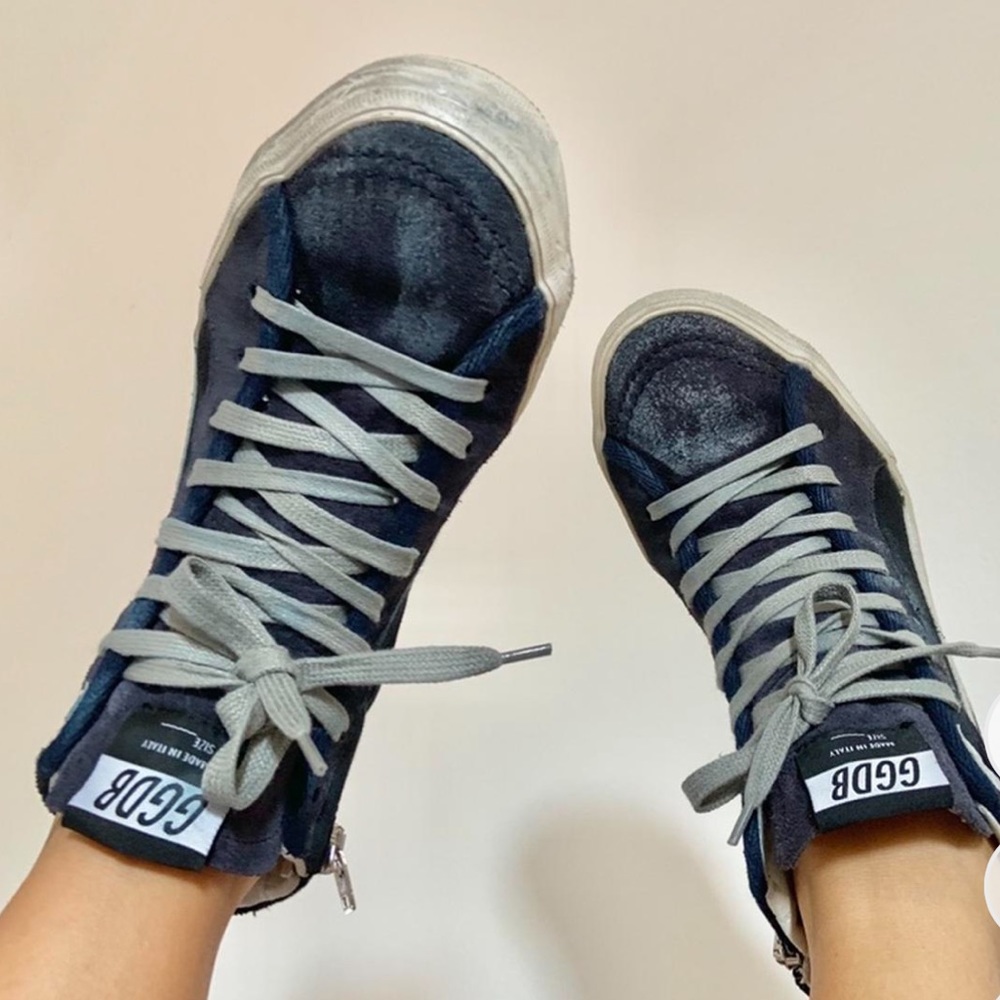 Golden Goose Navy and Gray Sneakers